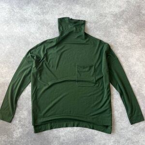Kit and Ace Merino Turtleneck Long Sleeve Tee Forest Green Oversized Fit XS NWT